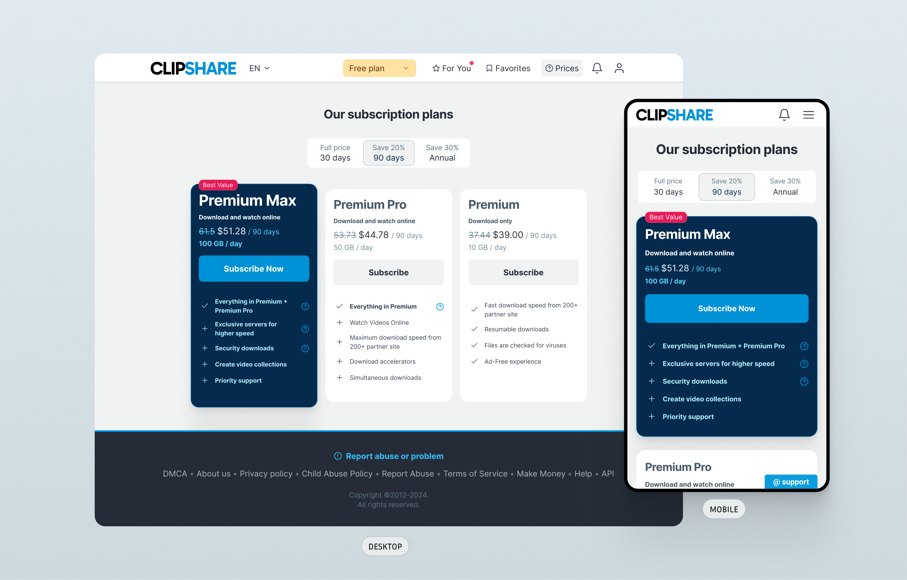 Pricing page redesign — key screen 1